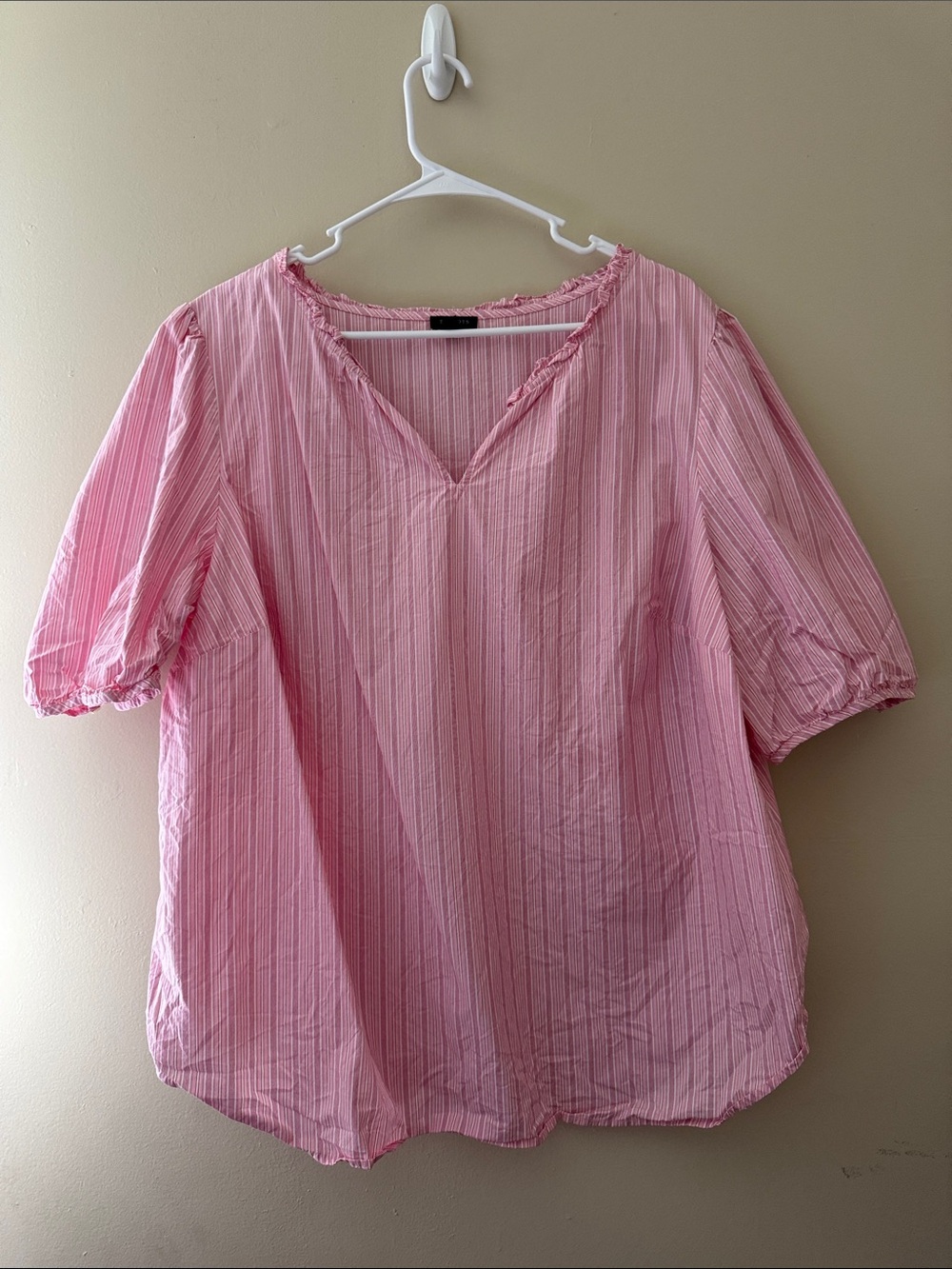 Talbots Pink Striped V-Neck Short Sleeve top